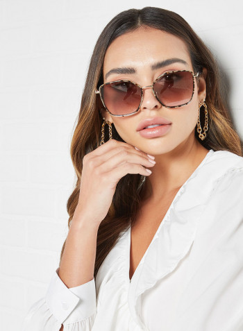 Women's Full Rim Metal Modified Rectangle Sunglasses - Lens Size: 59 mm