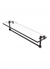 Glass Shelf With Integrated Antique Towel Bar Clear/Black 22inch