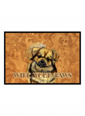 Tibetan Spaniel Wipe Your Paws Printed Doormat Multicolour 18x27x0.25inch