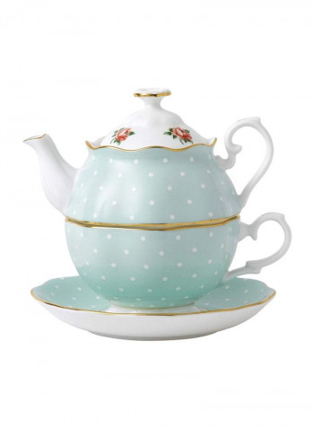 3-Piece Tea-For-One Themed Teapot Set Green/White/Red