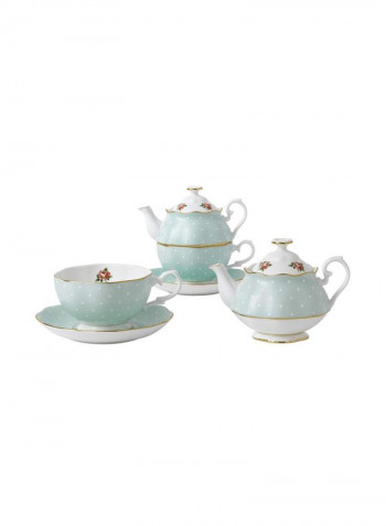 3-Piece Tea-For-One Themed Teapot Set Green/White/Red
