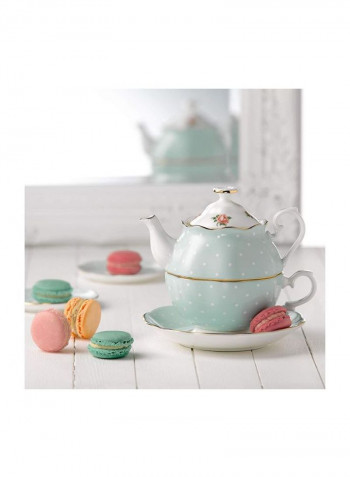 3-Piece Tea-For-One Themed Teapot Set Green/White/Red
