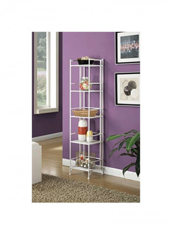 5-Tier Folding Metal Shelf White