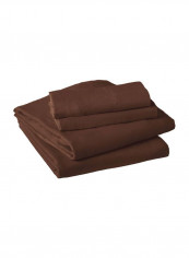 4-Piece Flannel Deep Pocket With Flat Sheet Set Chestnut Queen