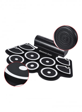 Portable Electronic Roll Up Drum Pad Set 9 with Drumsticks Foot Pedals USB 3.5mm Audio Cable