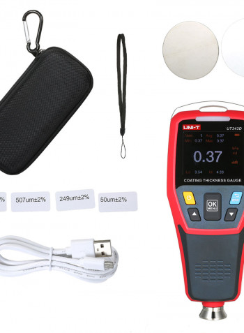 UT343D Digital Paint Coating Thickness Test Meter With USB Data Function Red 23.00 X 6.00 X 22.00cm