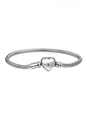 925 Sterling Silver Snake Chain Starter Heart Clasp Charm For European Beads