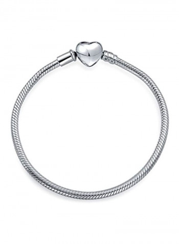925 Sterling Silver Snake Chain Starter Heart Clasp Charm For European Beads