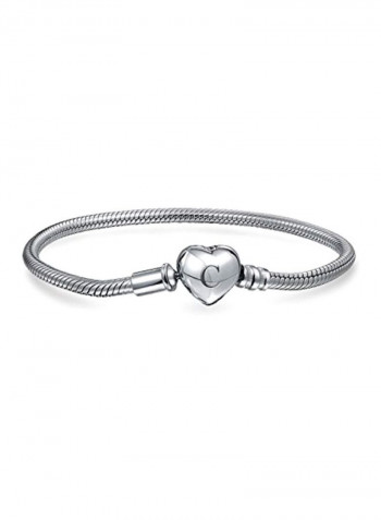 925 Sterling Silver Snake Chain Starter Heart Clasp Charm For European Beads