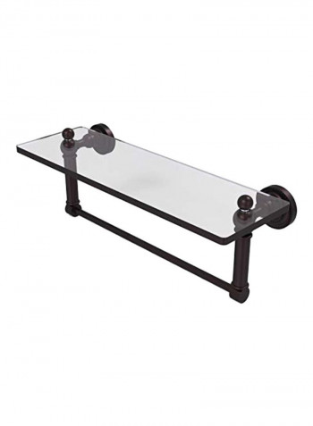 Glass Shelf With Towel Bar Clear/Black 16x5inch