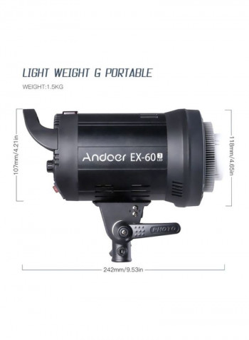 16 Channel Studio Photography LED Flash Light 11.7x24.2x10.7cm Black