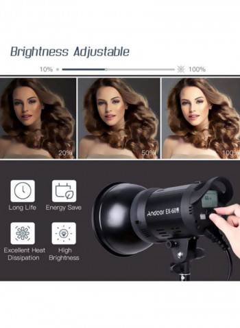16 Channel Studio Photography LED Flash Light 11.7x24.2x10.7cm Black