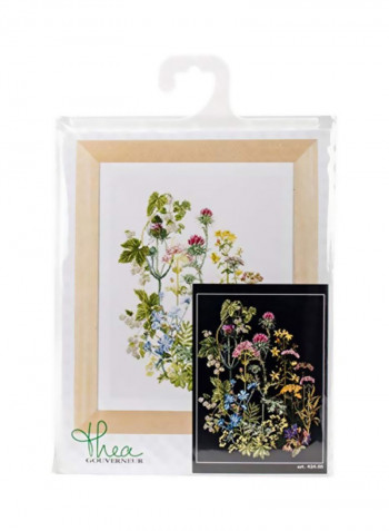 18-Piece Herb Panel On Aida Cross Stitch Kit Green/Pink/Red