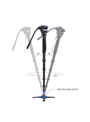 Photography Monopod With Detachable Base And Hydraulic Damping Head Black