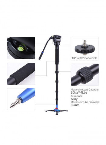 Photography Monopod With Detachable Base And Hydraulic Damping Head Black