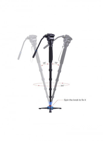 Photography Monopod With Detachable Base And Hydraulic Damping Head Black