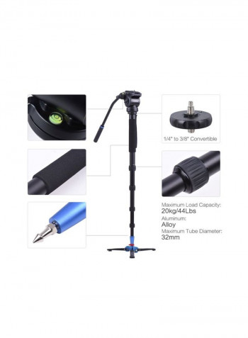 Photography Monopod With Detachable Base And Hydraulic Damping Head Black