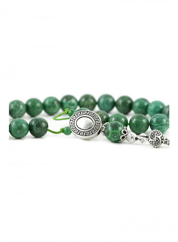 Green Coral Worry Beads with Sterling Silver components