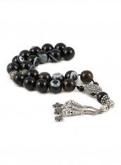 Onyx Worry Beads with Sterling Silver components