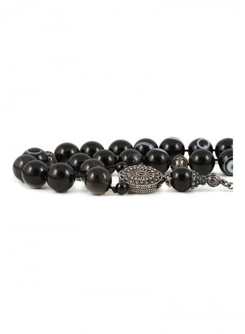 Onyx Worry Beads with Sterling Silver components