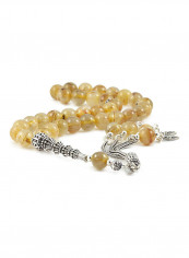 Rutilated Golden Quartz Prayer Beads with Sterling Silver Components