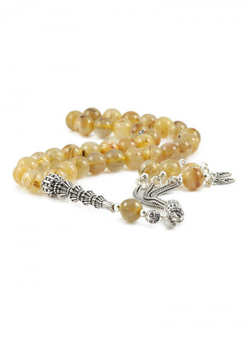 Rutilated Golden Quartz Prayer Beads with Sterling Silver Components