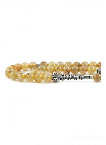 Rutilated Golden Quartz Prayer Beads with Sterling Silver Components