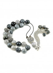 Eagle Eye Agate Worry Beads with Sterling Silver components