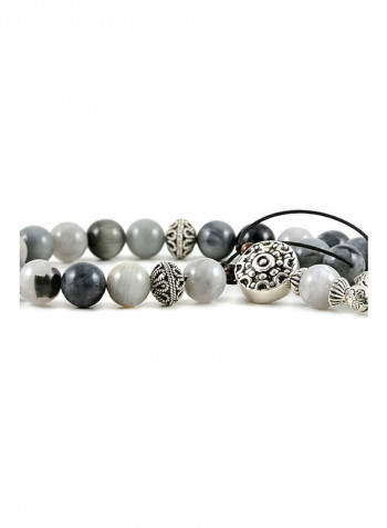Eagle Eye Agate Worry Beads with Sterling Silver components