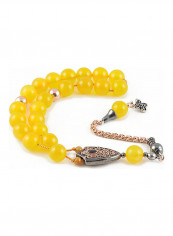 Yellow Agate Worry Beads with Sterling Silver components