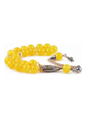 Yellow Agate Worry Beads with Sterling Silver components