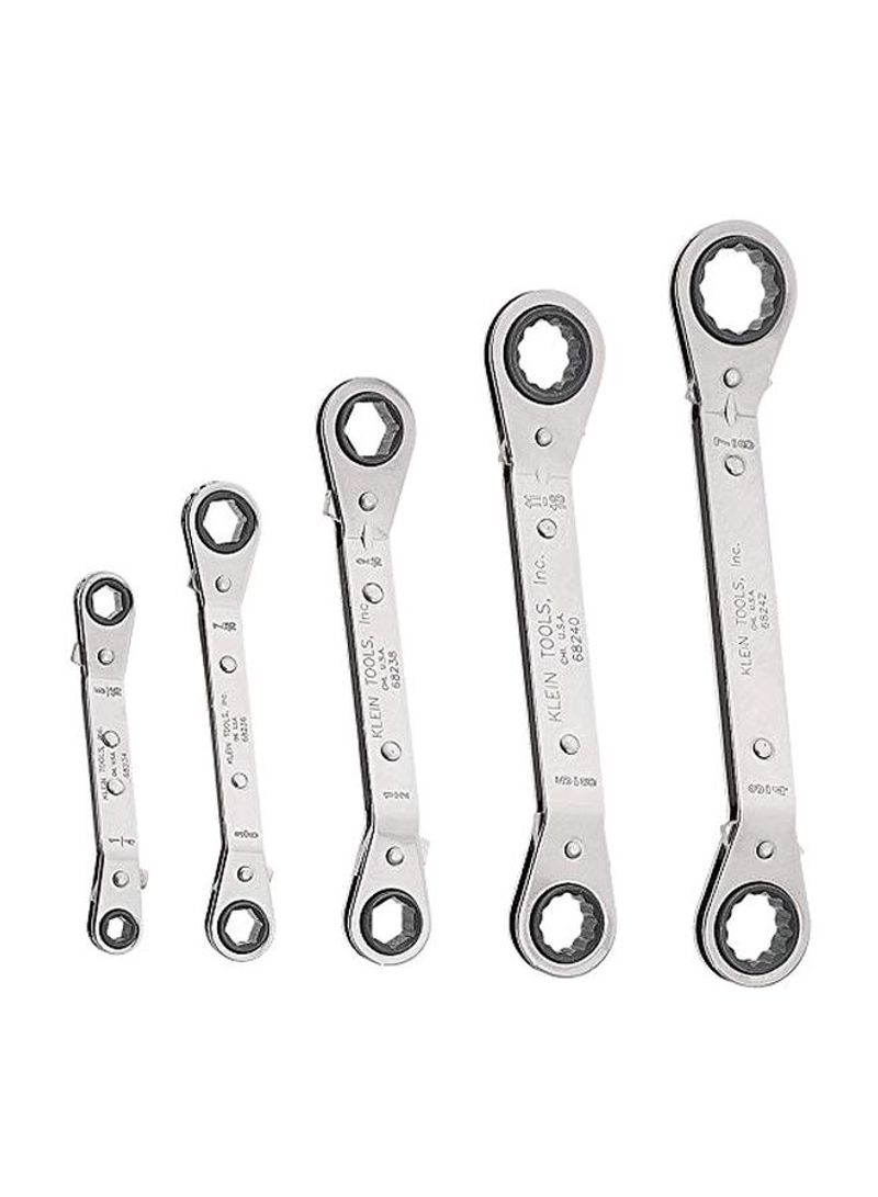 Pack Of 5 Reversible Ratcheting Box Wrench Set Silver