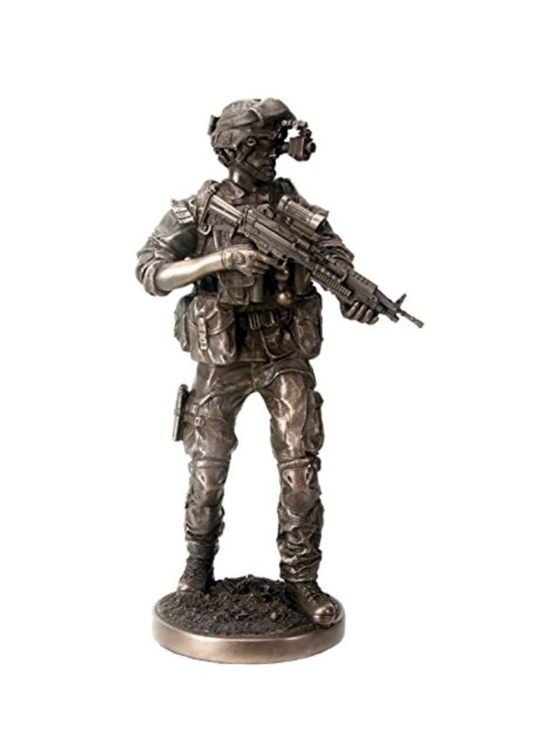 Soldier with Gun Statue Display Decorative Figurine Silver 12.5x5x12.5inch