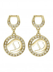 Gold Plated Stone Studded Dangle Earrings Gold/Clear