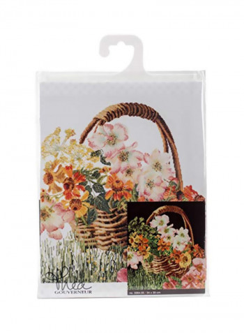 18-Piece Flower Basket On Aida Cross Stitch Kit Pink/Yellow/Green