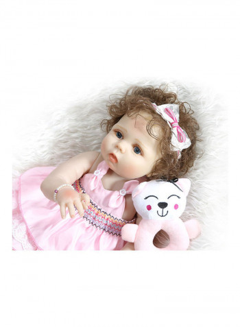 Reborn Baby Doll with Pink Dress 49x14x23.5cm