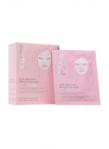Box Of 8 Pink Diamond Lifting Face Mask 160g