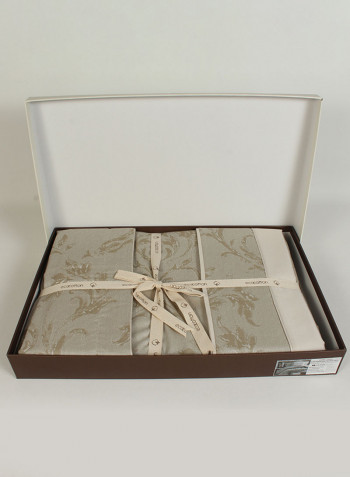 6-Piece Safi̇r Duvet Cover Set Cotton Green Double