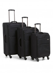 Y Class Softside 3 Piece Luggage Trolley Set Black