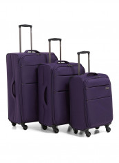 Y Class Softside 3 Piece Luggage Trolley Set Purple