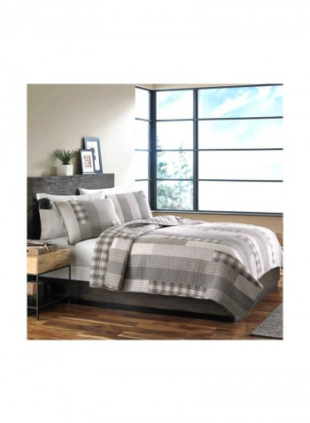 3-Piece Quilt Set Grey/Beige Queen