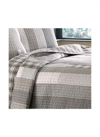 3-Piece Quilt Set Grey/Beige Queen