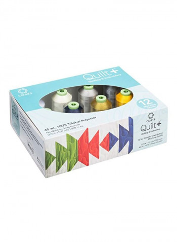 12-Piece Quilting And Embroidery Threads White/Silver/Gold 1100yard