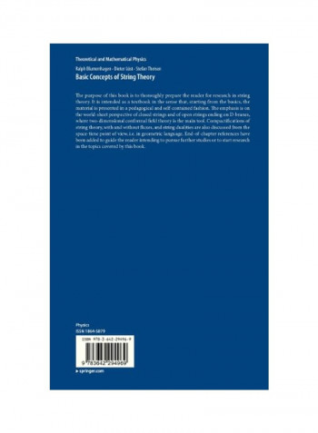 Basic Concepts Of String Theory Hardcover English by Ralph Blumenhagen - 04 Oct 2012