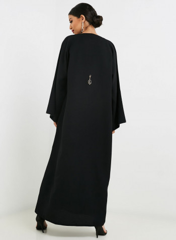 Sequin Detailed Polyester Abaya Black