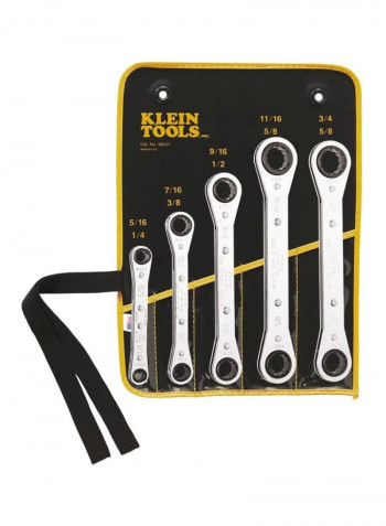 5-Piece Ratcheting Wrench Set Silver