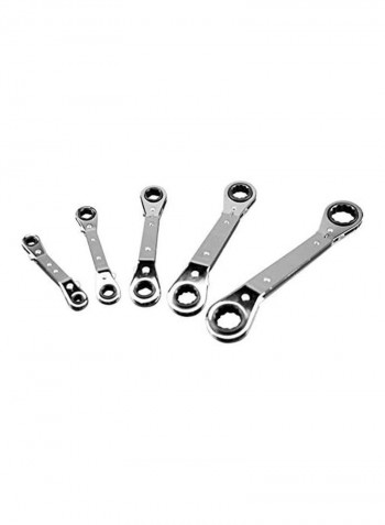 5-Piece Ratcheting Wrench Set Silver