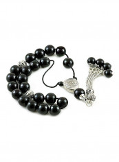 Onyx Worry Beads with Sterling Silver components