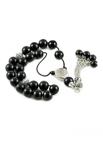 Onyx Worry Beads with Sterling Silver components