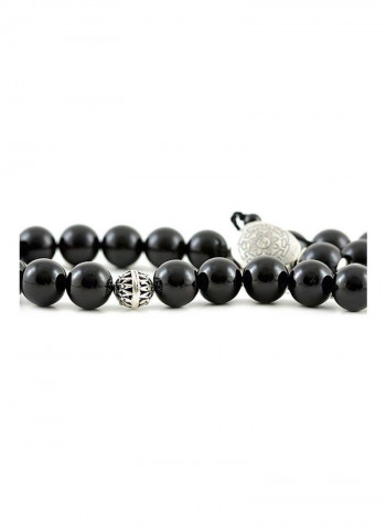 Onyx Worry Beads with Sterling Silver components